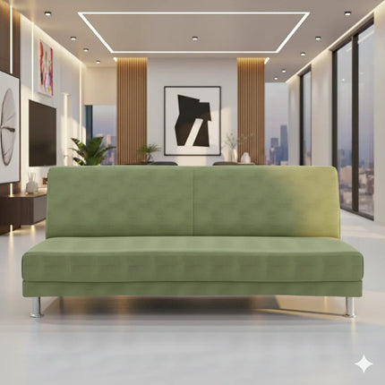 Canapé vert moderne dans un salon lumineux décor contemporain vue panoramique