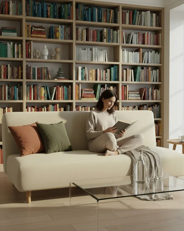 Housse de clic clac stretch crème – Protection canapé convertible – Photo Variation 6