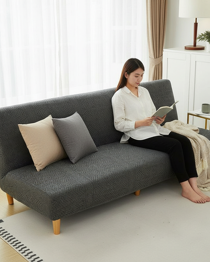 Housse de clic clac gris anthracite jacquard – Protection canapé convertible – Photo Variation 6