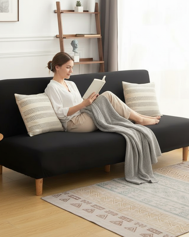 housse clic clac noire – Protection canapé convertible – Photo Variation 6