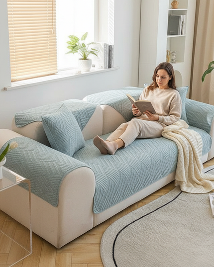 Housse de clic clac matelassée bleu – Protection canapé convertible – Photo Variation 6