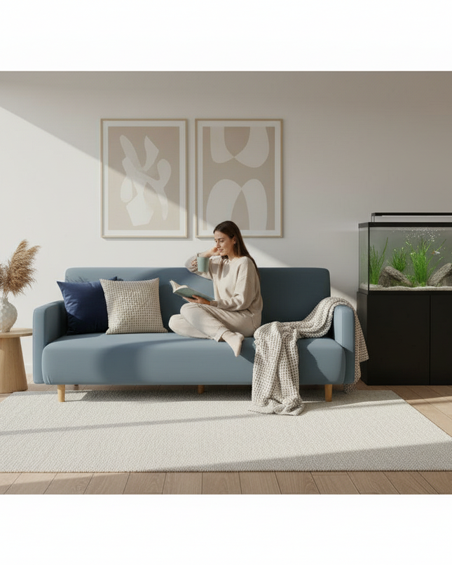 Housse de clic clac spandex extensible bleu gris – Protection canapé convertible – Photo Variation 6