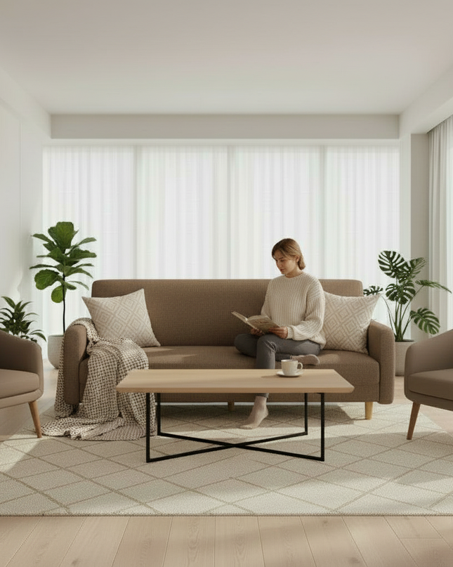 Housse de clic clac marron stretch déhoussable – Protection canapé convertible – Photo Variation 6