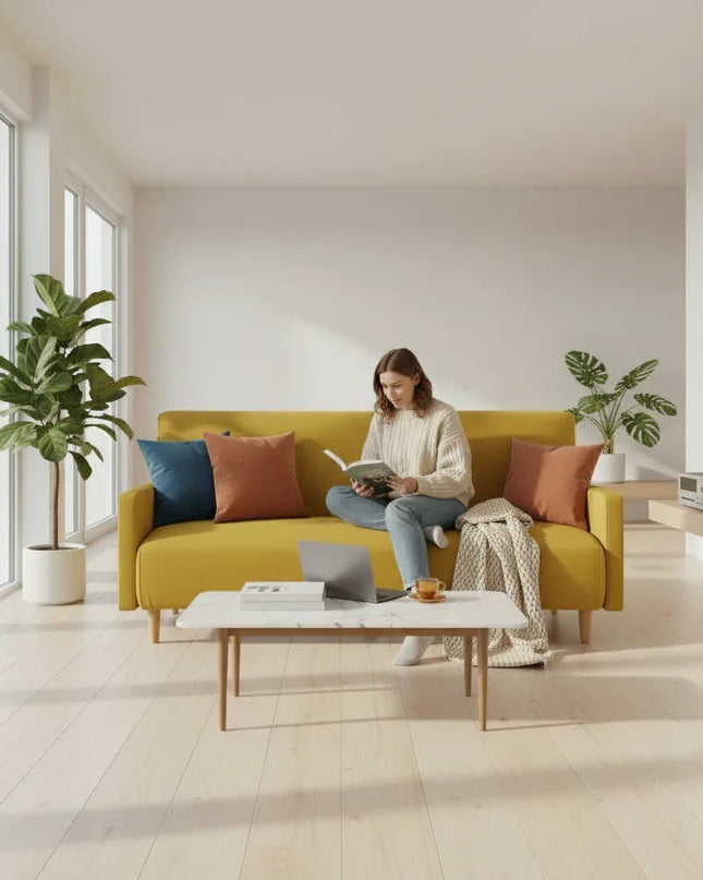 housse clic clac moutarde – Protection canapé convertible – Photo Variation 6