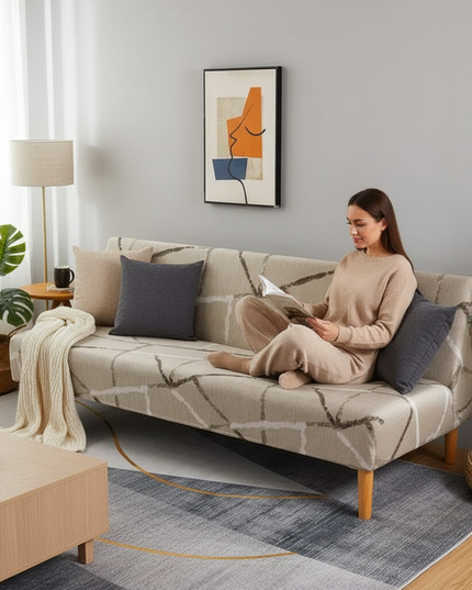 Housse de clic clac géométrique noir gris – Protection canapé convertible – Photo Variation 6