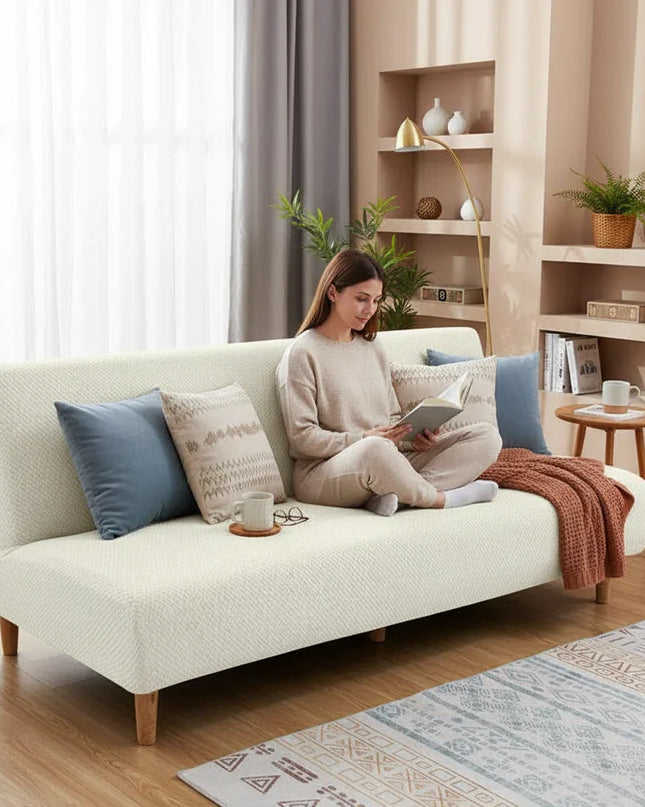 housse clic clac ecru – Protection canapé convertible – Photo Variation 6