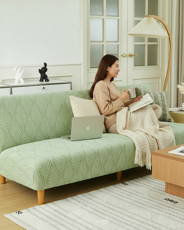 housse clic clac vert d'eau – Protection canapé convertible – Photo Variation 6