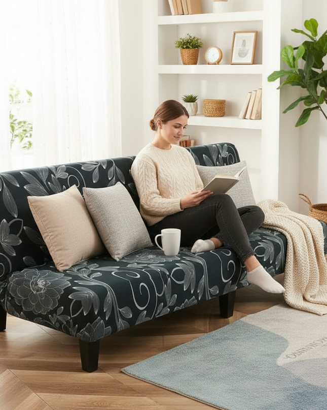 Housse de clic clac florale foncée – Protection canapé convertible – Photo Variation 6
