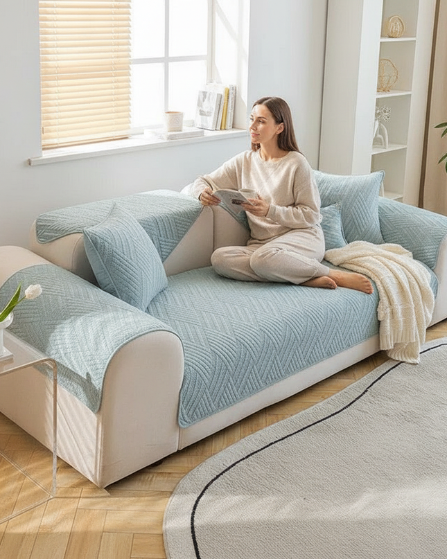Housse de clic clac bleu matelassée antidérapante – Protection canapé convertible – Photo Variation 6