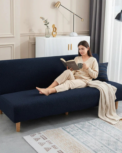 housse clic clac bleu pétrole – Protection canapé convertible – Photo Variation 6