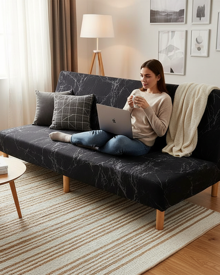 Housse de clic clac noire marbre – Protection canapé convertible – Photo Variation 6