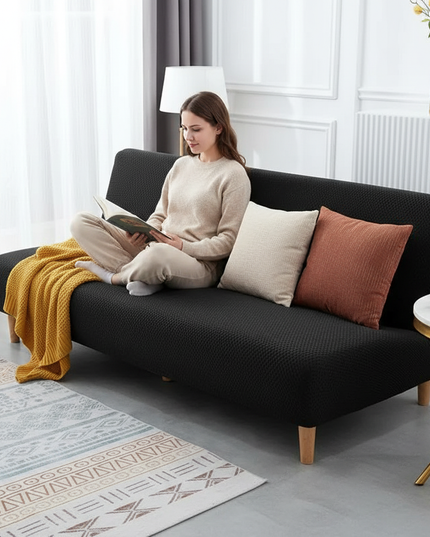 Housse de clic clac noire jacquard. – Protection canapé convertible – Photo Variation 6