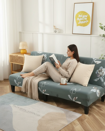 Housse de clic clac motifs floraux verts – Protection canapé convertible – Photo Variation 6