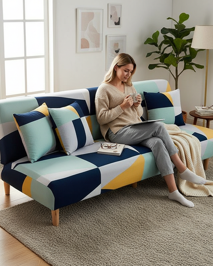 Housse de clic clac Géométrique Multicolore – Protection canapé convertible – Photo Variation 6