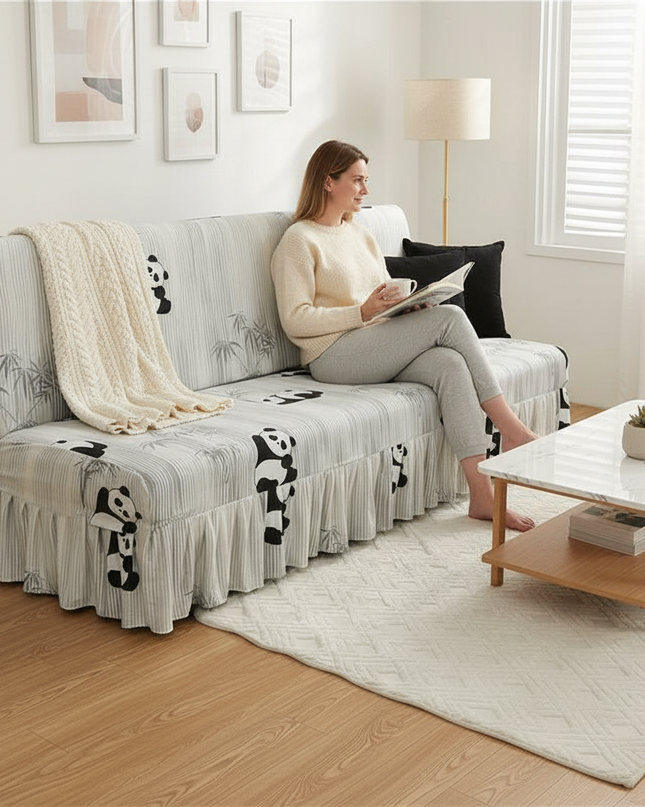 Housse de clic clac panda bambou jupe – Protection canapé convertible – Photo Variation 6