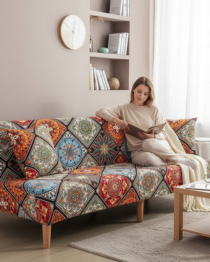 Housse de clic clac Mandalas Géométrique Multicolore – Protection canapé convertible – Photo Variation 6