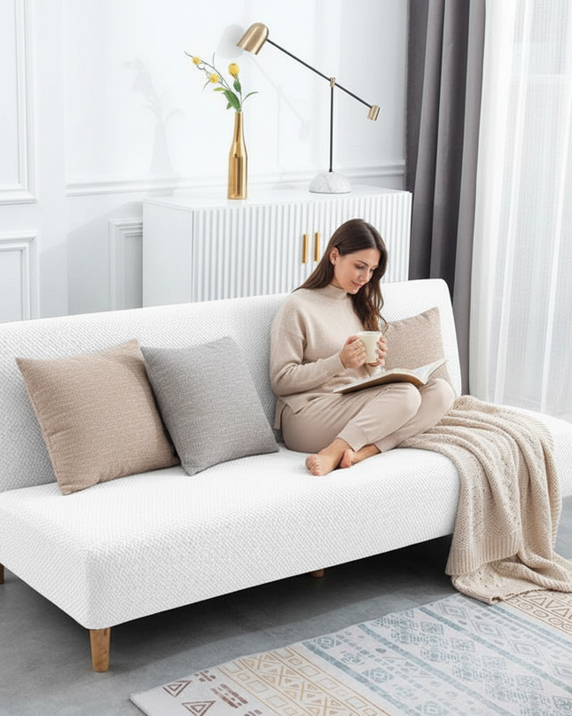 housse clic clac blanche – Protection canapé convertible – Photo Variation 6