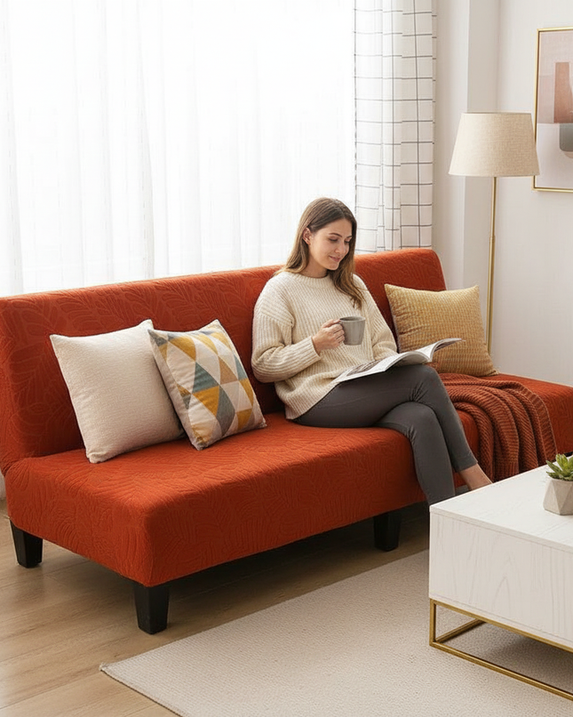 Housse de clic clac rouille feuillage – Protection canapé convertible – Photo Variation 6