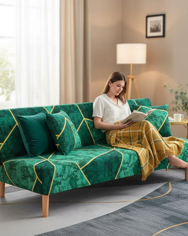 housse clic clac bicolore – Protection canapé convertible – Photo Variation 6