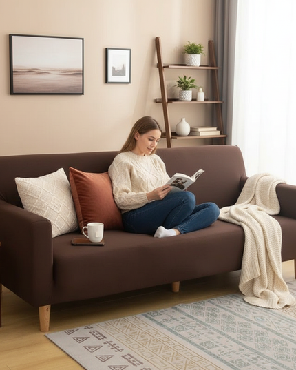 Housse de clic clac sans accoudoirs chocolat – Protection canapé convertible – Photo Variation 6