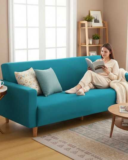Housse de clic clac extensible bleu canard – Protection canapé convertible – Photo Variation 6