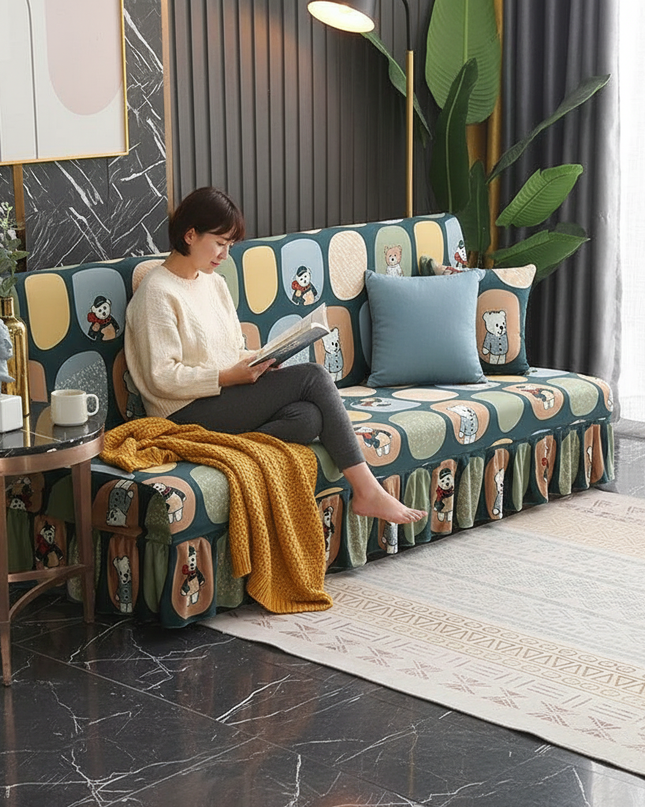 Housse de clic clac oursons vert canard – Protection canapé convertible – Photo Variation 6