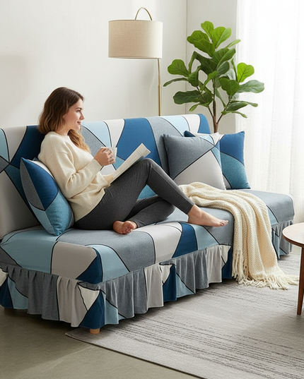 housse clic clac bleu gris – Protection canapé convertible – Photo Variation 6