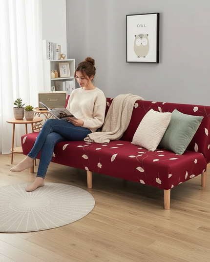 Housse de clic clac Bordeaux floral – Protection canapé convertible – Photo Variation 6