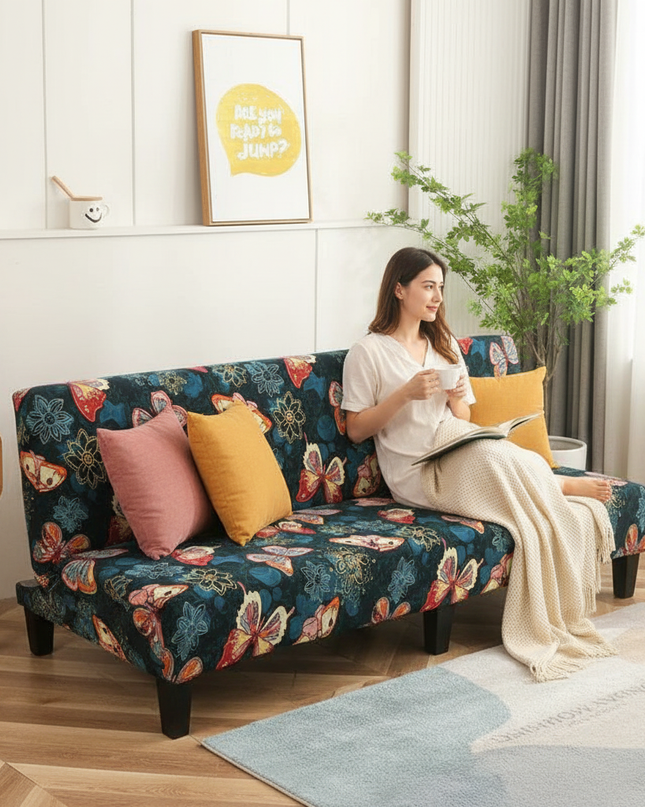 Housse de clic clac papillons colorés – Protection canapé convertible – Photo Variation 6