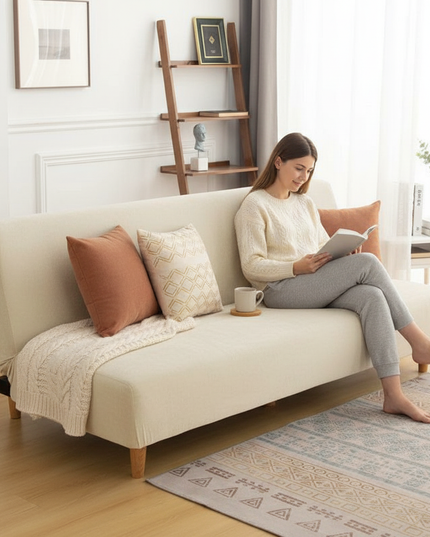 housse clic clac blanc cassé – Protection canapé convertible – Photo Variation 6
