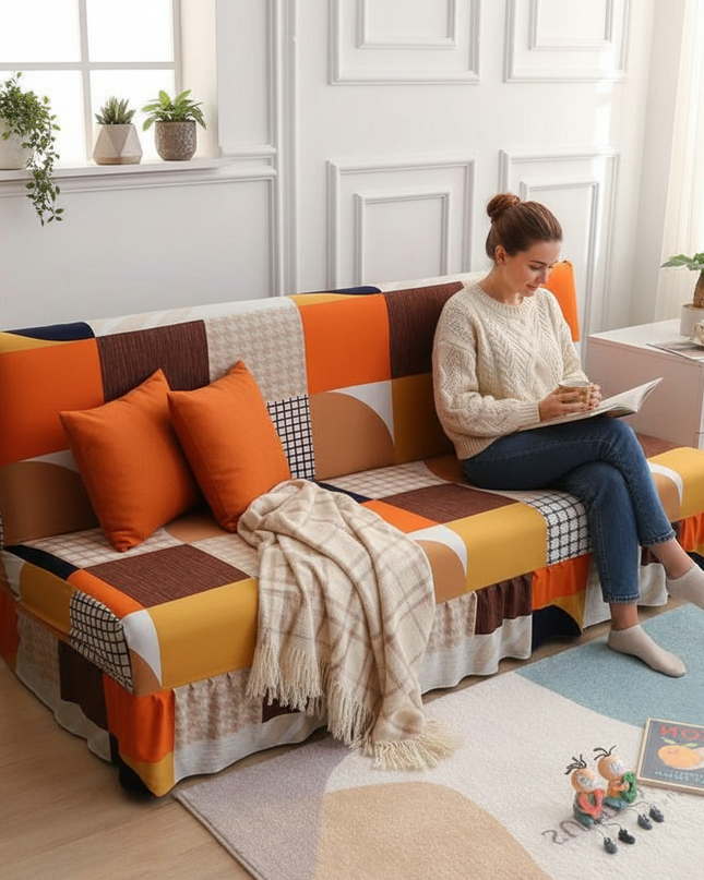 Housse de clic clac patchwork multicolore – Protection canapé convertible – Photo Variation 6