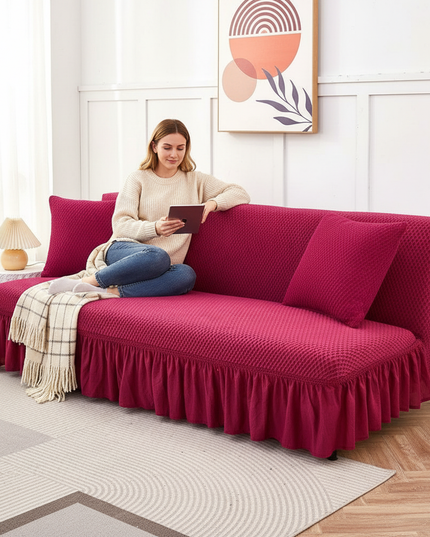 housse clic clac fushia – Protection canapé convertible – Photo Variation 6