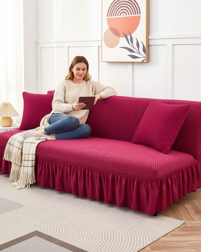 housse clic clac fushia – Protection canapé convertible – Photo Variation 6