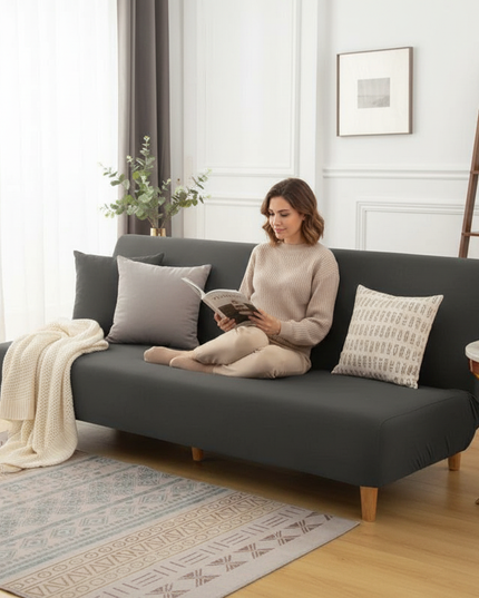Housse de clic clac anthracite extensible protectrice – Protection canapé convertible – Photo Variation 6