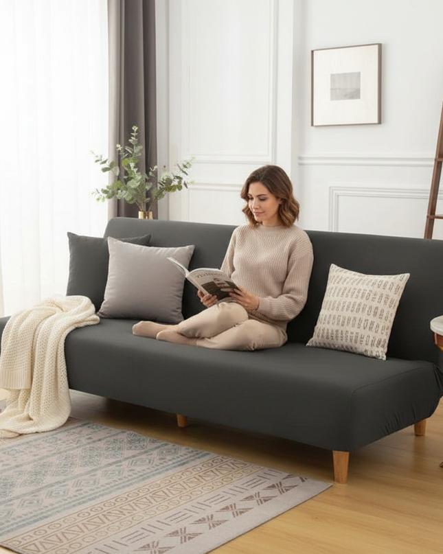 Housse de clic clac anthracite extensible protectrice – Protection canapé convertible – Photo Variation 6