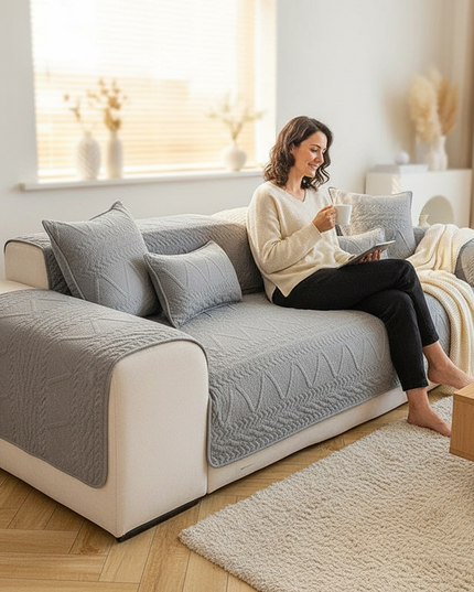 Housse de clic clac gris matelassée – Protection canapé convertible – Photo Variation 6
