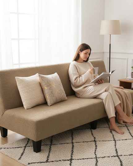 Housse de clic clac jacquard sable – Protection canapé convertible – Photo Variation 6