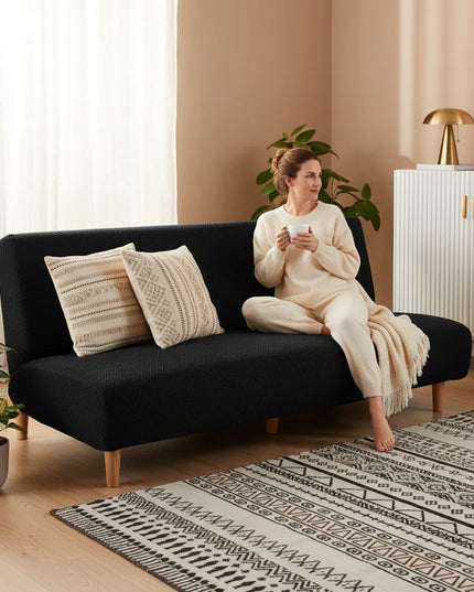 Housse de clic clac noire jacquard – Protection canapé convertible – Photo Variation 6