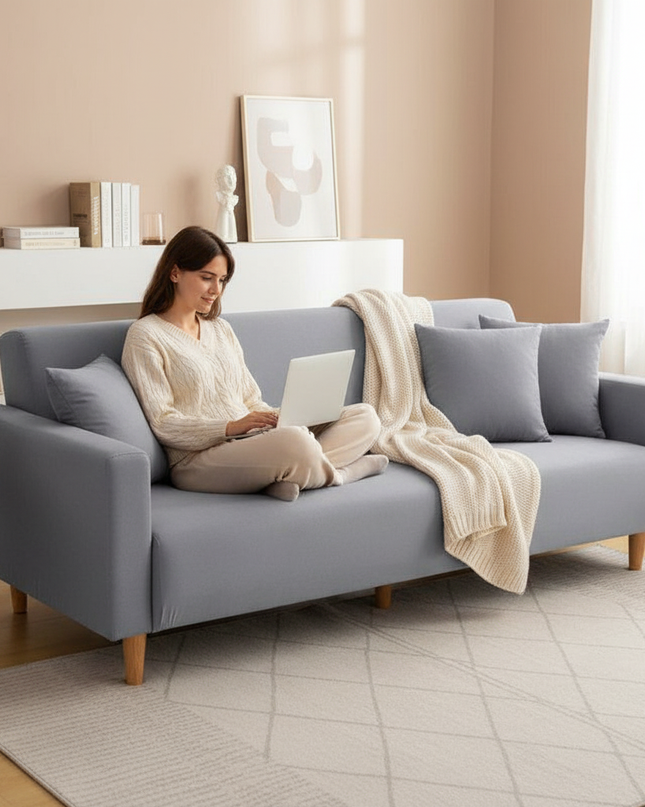 Housse de clic clac gris extensible – Protection canapé convertible – Photo Variation 6