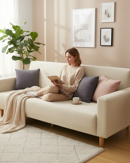 Housse de clic clac beige sans accoudoirs – Protection canapé convertible – Photo Variation 6