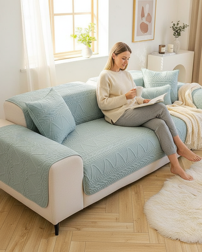 Housse de clic clac vert menthe matelassée – Protection canapé convertible – Photo Variation 6