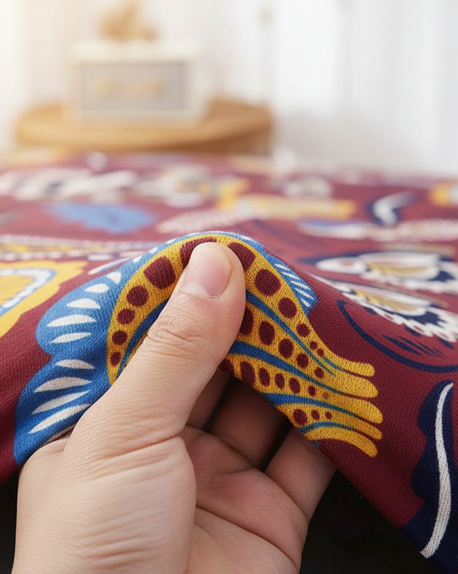 Housse de clic clac extensible bordeaux fleurie – Protection canapé convertible – Photo Variation 5