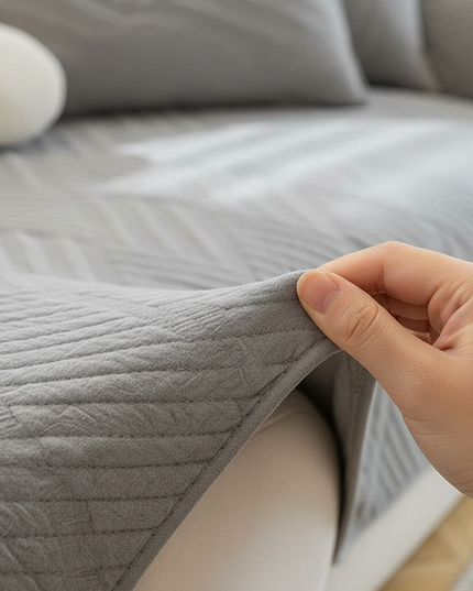 Housse de clic clac coton gris matelassé – Protection canapé convertible – Photo Variation 5