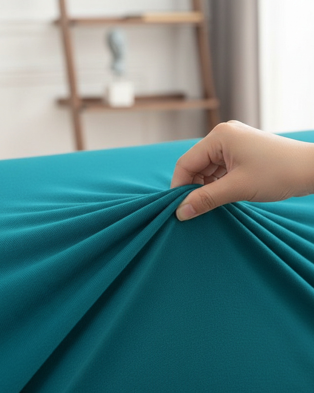 Housse de clic clac extensible bleu canard – Protection canapé convertible – Photo Variation 5