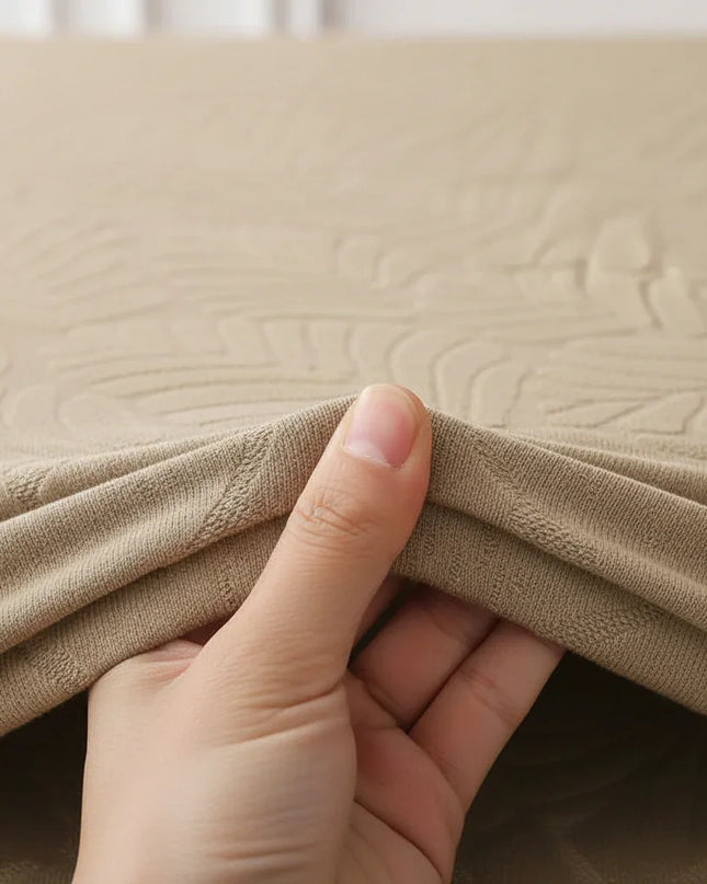 Housse de clic clac beige stretch feuillage – Protection canapé convertible – Photo Variation 5