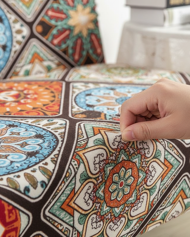 Housse de clic clac Mandalas Géométrique Multicolore – Protection canapé convertible – Photo Variation 5