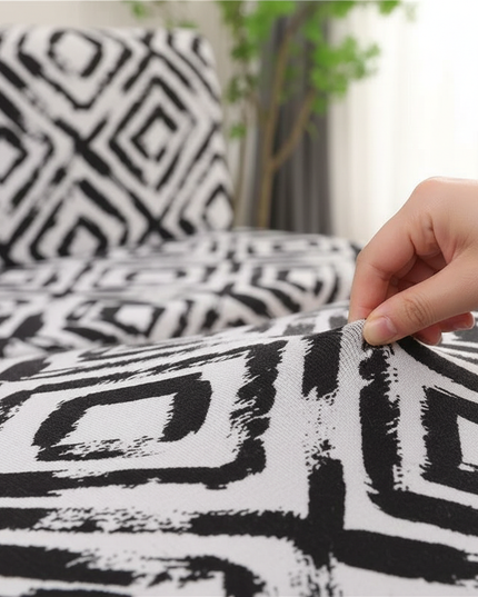 Housse de clic clac motif losanges noir – Protection canapé convertible – Photo Variation 5