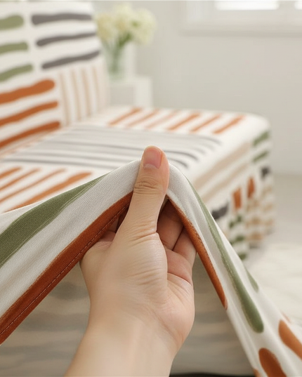 Housse de clic clac motifs abstraits automne jupe. – Protection canapé convertible – Photo Variation 5