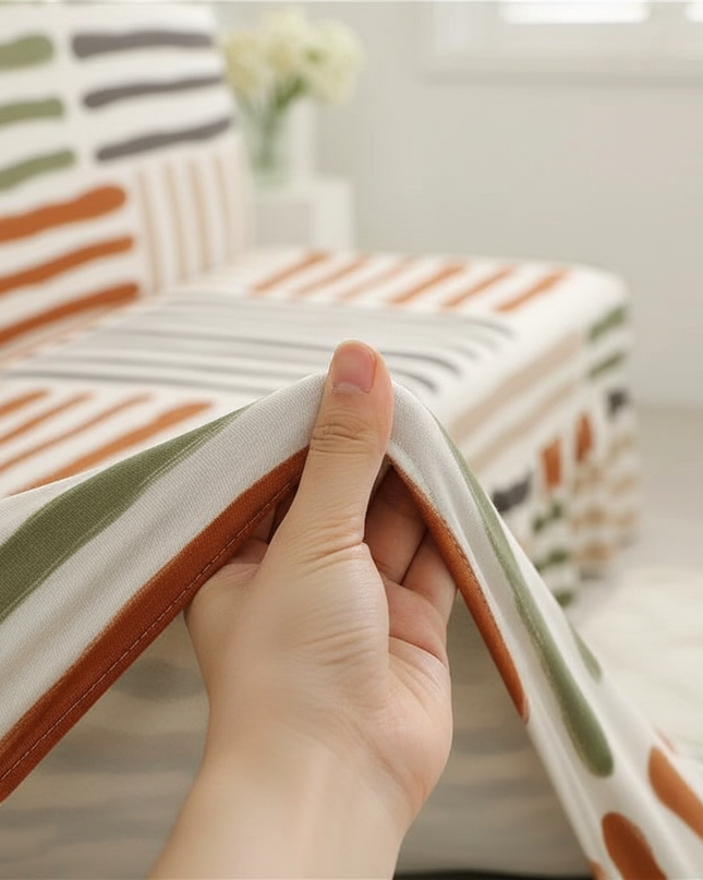 Housse de clic clac motifs abstraits automne jupe. – Protection canapé convertible – Photo Variation 5