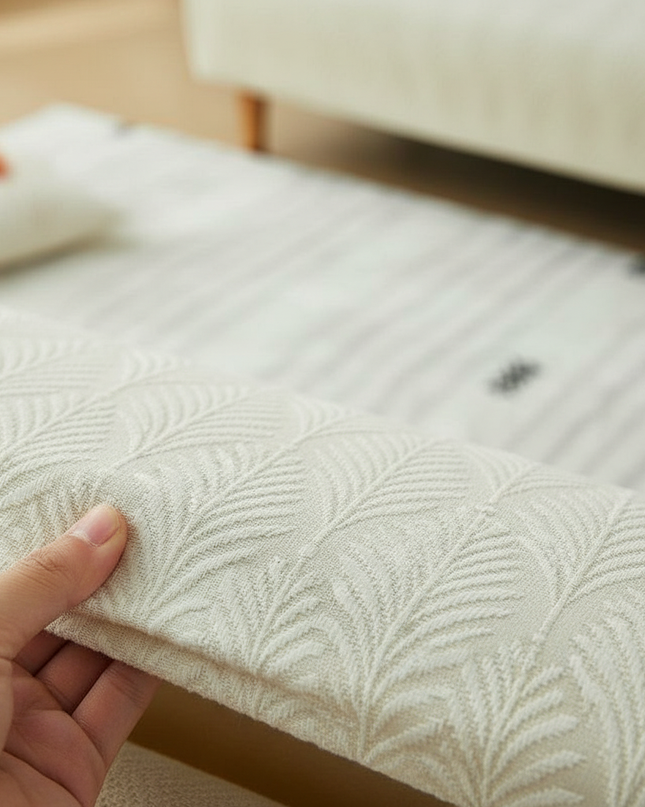 Housse de clic clac Écru Jacquard Stretch – Protection canapé convertible – Photo Variation 5